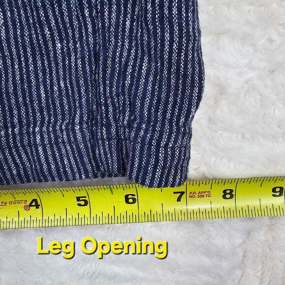 Time & Tru Linen-Blend Striped Pants Navy Women's Size Medium - Picture 11 of 11